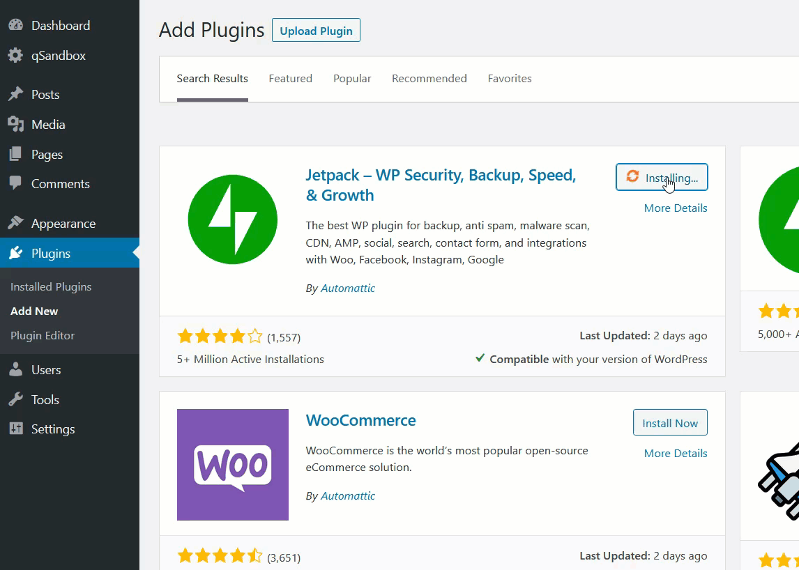 Connectez Twitter à WordPress - installez le plugin Jetpack