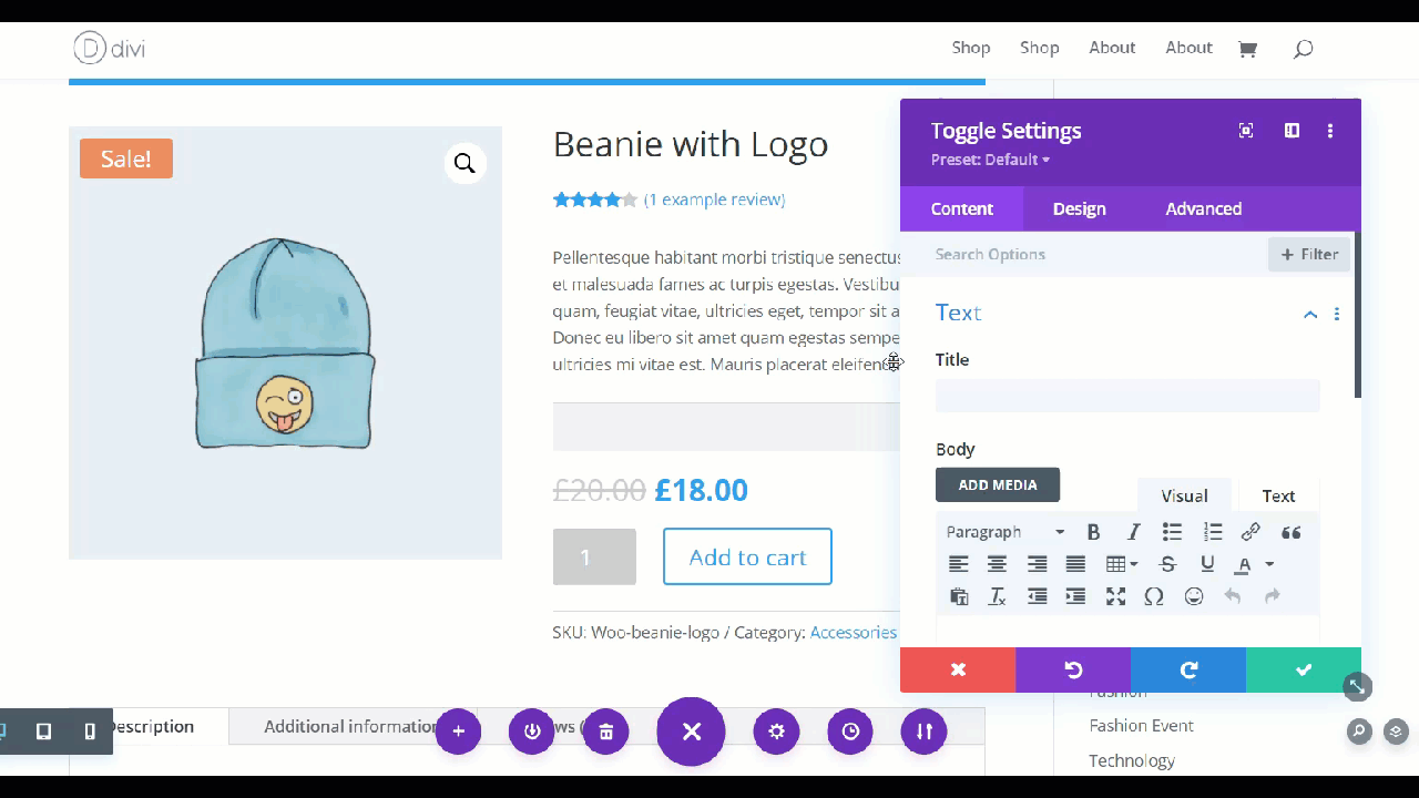 Ajouter le titre du produit à l'aide de divi