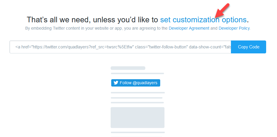 twitter follow button customization