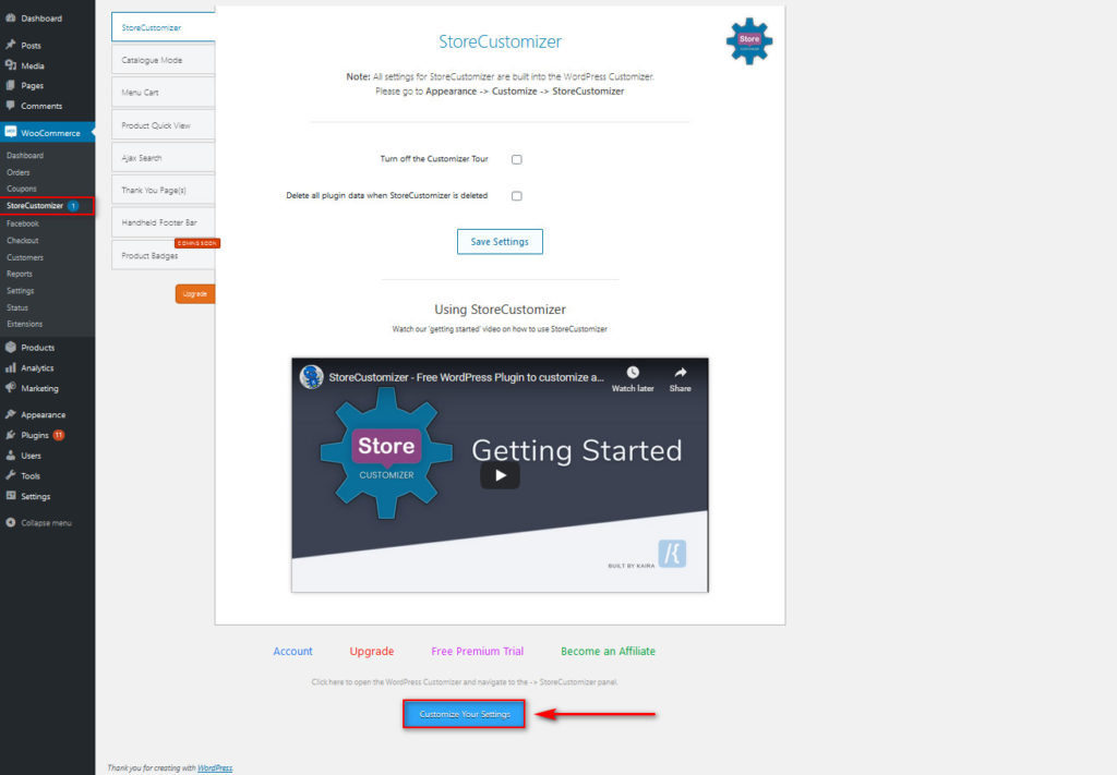 customize my account page woocommerce - customize your settings