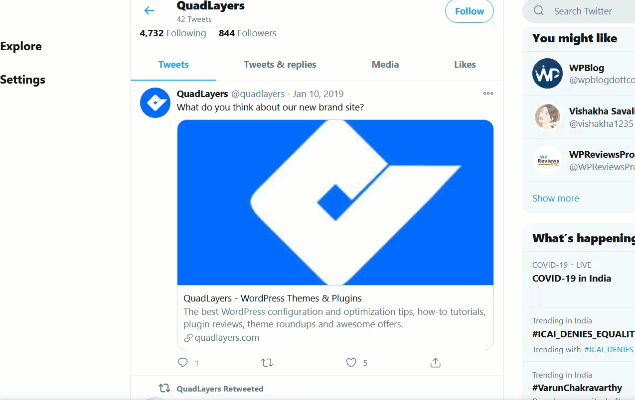 intégrer une publication Twitter