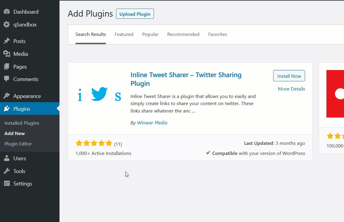 Connect Twitter with WordPress - install inline twitter sharer plugin