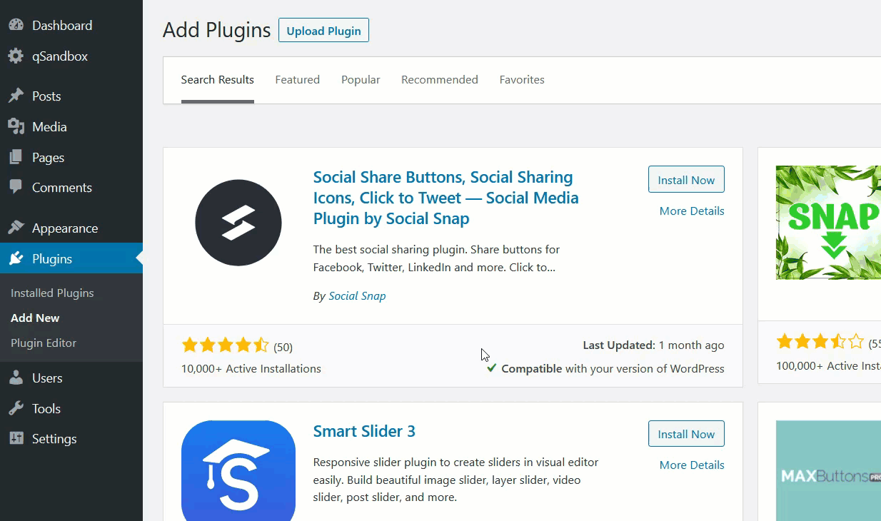 Connect Twitter with WordPress - add social snap lite plugin