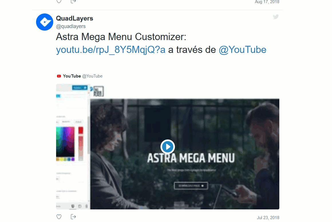 aperçu de la chronologie Twitter