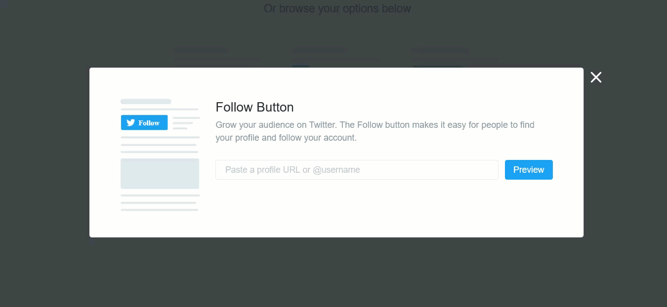 twitter button previewing