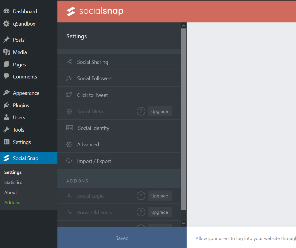 Connect Twitter with WordPress - social snap settings