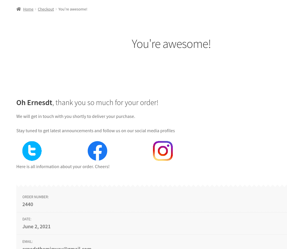Inclure du contenu personnalisé sur la page de remerciement