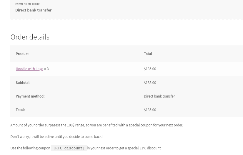 Donner des coupons sur un prix total d'achat spécifié