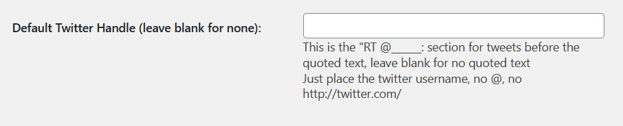 Connect Twitter with WordPress - default twitter username